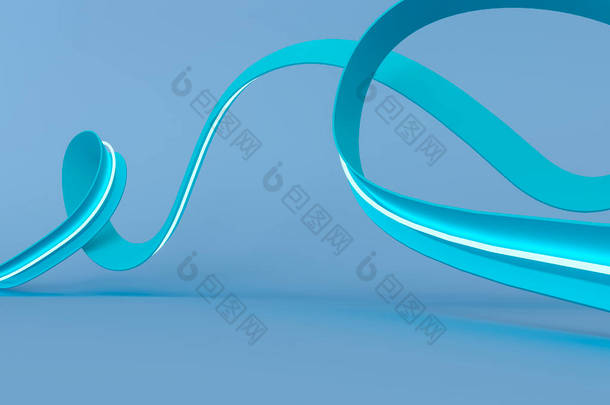 <strong>蓝色</strong>波纹螺旋式冷水3D渲染说明.带空格的数字背景.技术产品的<strong>舞台</strong>、平台.波状结构、形状、透视路径