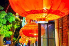 传统的中国红灯笼（球） 。中国北京.