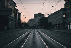 Empty city morning in St Petersburg