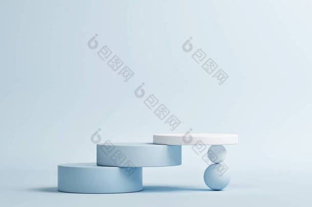 <strong>产品</strong>展示的基础，蓝色背景，3D<strong>渲染</strong>，3D插<strong>图</strong>