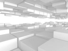 白色立方体结构。摘要未来主义背景。3D渲染