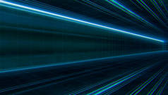 未来光线框隧道。长宇宙飞船走廊的内部视野.未来科幻小说背景的概念。3D渲染.