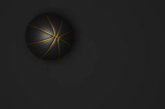 黑色篮球运动，背景为黑色，3D渲染