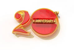 3D渲染20周年庆祝- Pen Tool Created Clipping Path included in JPEG Easy to Composite.