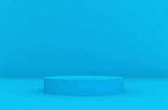 蓝色产品讲台，最小风格空白圆圈代表pr