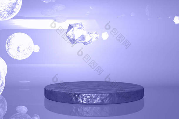 3D image, lilac 17-3938 Very Peri podium background for product demonstration. Empty showcase <strong>mockup</strong>