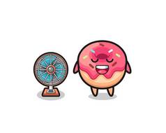 cute doughnut is standing in front of the fan , cute design