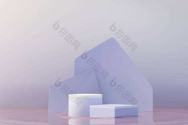 3d render of Beauty podium with Very Peri color of the year <strong>2022</strong> design for product presentation and