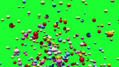 3d illustration - colorful  spheres  on green background