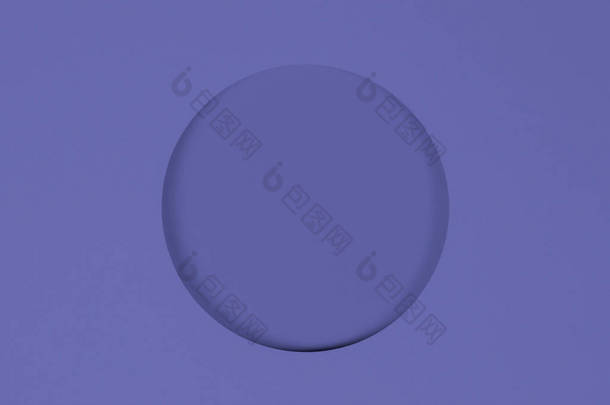 Abstract minimal background. Monochrome very purple peri color background with cut out round hole