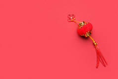 Traditional Chinese lantern on red background