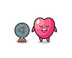 cute heart symbol is standing in front of the fan , cute design