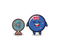 cute new zealand is standing in front of the fan , cute design