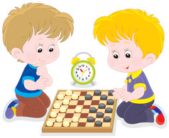 孩子们玩跳棋