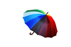 白色背景的彩色雨伞 