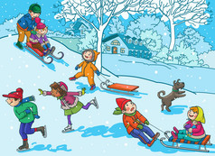 儿童玩雪