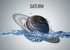 太阳系的行星下降到水时溅起水花。这幅图像由美国国家航空航天局提供的元素