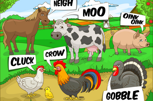 农场动物会谈有声动画片图