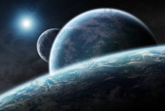 遥远的行星系统在空间三维呈现图片-包图网企业站
