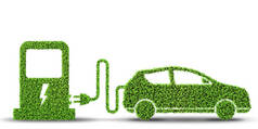 绿色环境下的电动车概念- 3D渲染