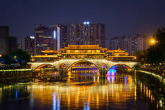 安顺大桥夜景, 成都, 中国