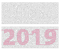 迷宫 (迷宫) 的神秘与加密的题字2019年。这个概念是新的一年的象征