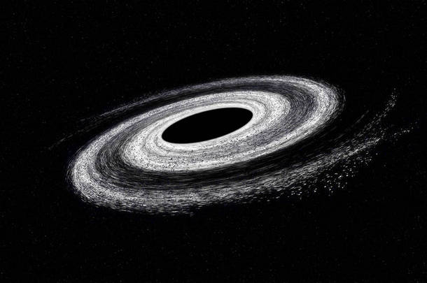 有白色边界的黑洞在太空中。这张图片的元素是由美国宇航局提供的.