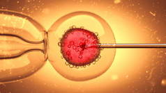 3d 注入卵细胞细胞核的 dna 填充液体的插图