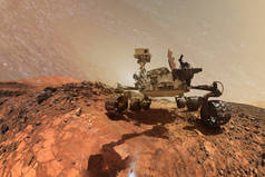 好奇号火星漫游者探索火星的表面行星。美国宇航局提供的这张图片的元素.
