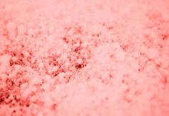美丽的珊瑚色雪背景与详细的雪花.