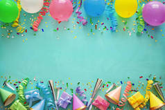 生日派对装饰与气球, 礼品盒, 蒸鞋和五彩纸屑