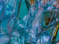 蓝色玻璃晶体的美丽图案,抽象背景,现代艺术