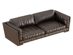 带折叠3d 渲染的棕色真皮沙发