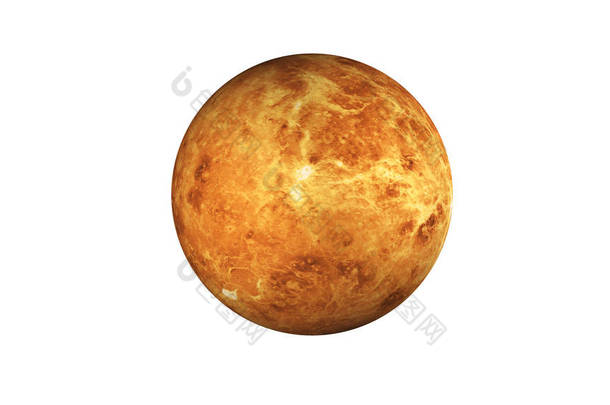 金星行星在空间被隔绝在白色。这张图片的元素是由美国宇航局提供的.