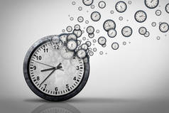 业务时间计划概念和计划公司或个人时间表或浪费分钟作为一组计时器或时钟出来的一个大时钟作为一个3d 的说明.