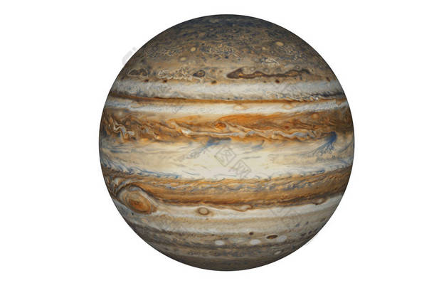 木星行星查出在白色, 这张图片的元素由美国宇航局提供