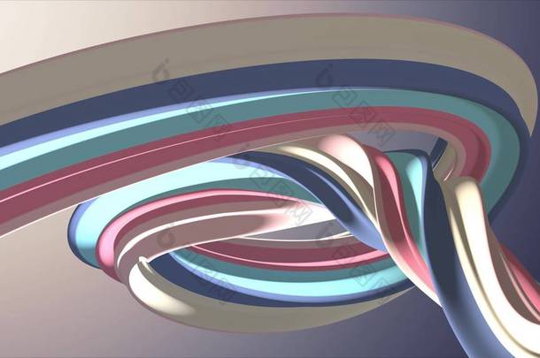 柔和的颜色 3d 渲染弯曲的棉花糖糖果抽象形状插图背景新质量通用多彩欢乐 4k 股票图像