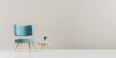 带扶手椅和木制小咖啡桌的现代客厅. 