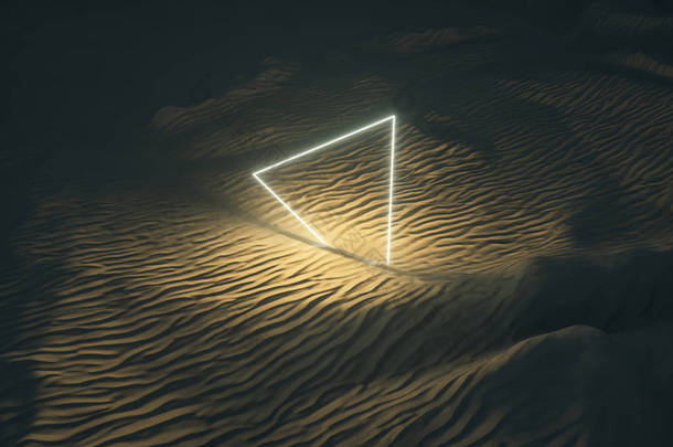 3d 渲染，<strong>宽阔</strong>的沙漠，带条纹的形状.
