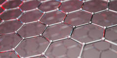 红色背景下的石墨烯分子纳米技术结构