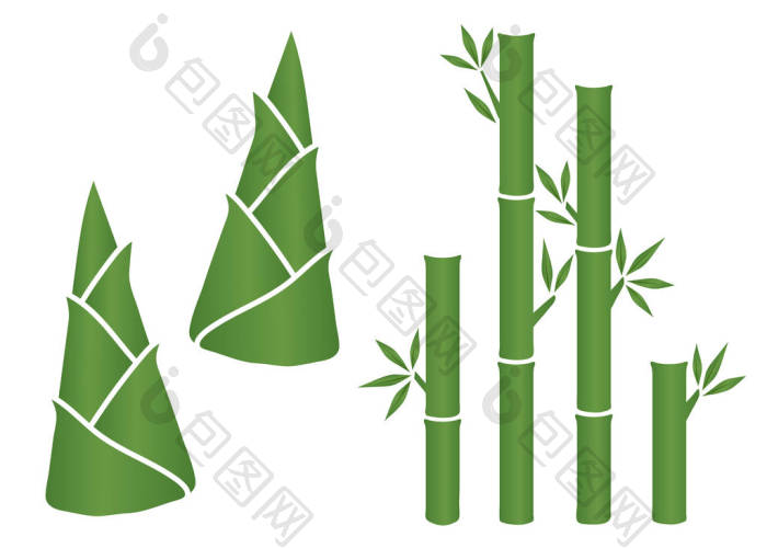 矢量叶绿色和竹笋图标集图片-包图网企业站