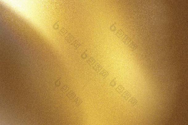 发光的金色金属墙，表面划痕，抽象纹理背景