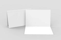 双折页或垂直半折页小册子模拟. 3D渲染说明