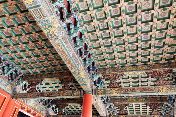 紫禁城故宫天花板上的中国传统图案