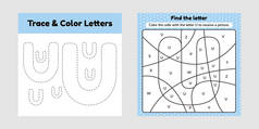 给孩子们的信着色。学前、幼儿园和学龄工作表。线索线。书写和色彩