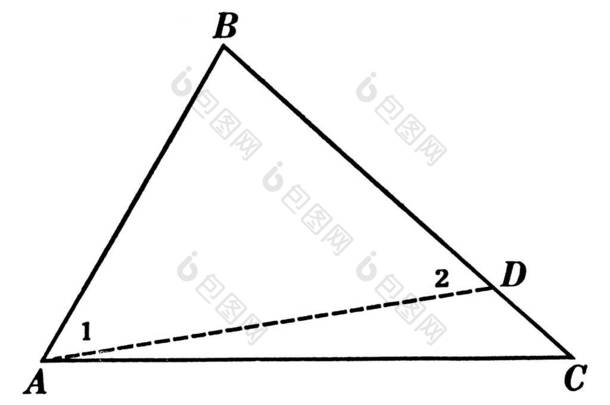 举例说明，如果三角形的两边是不等的，那么相对于较宽的一边的角度大于相对于较小的另一边的角度，即古老的<strong>线条画</strong>或雕刻插图.