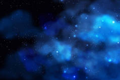 Cosmos background with realistic stardust, nebula and shining stars. Colorful galaxy backdrop.