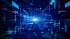 蓝色数字网络空间和数字数据网络连接的概念。传输数字数据高速互联网，未来技术数字抽象背景概念.
