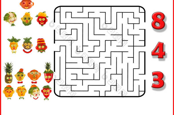 为学龄前儿童设计的有趣的迷宫游戏。学龄前儿童逻辑教育说明.