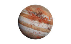 红色的木星就像虚构的系外行星，在白色的背景上被隔绝。高解调3D渲染说明。该图像的内容由美国航天局提供